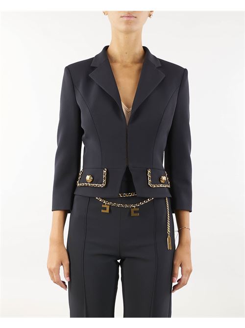 Cropped stretch crêpe jacket with chain Elisabetta Franchi ELISABETTA FRANCHI | Jacket | GIT8546E2110